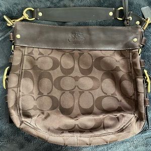 Coach Brown Shoulder Bag w/ Top Zipper